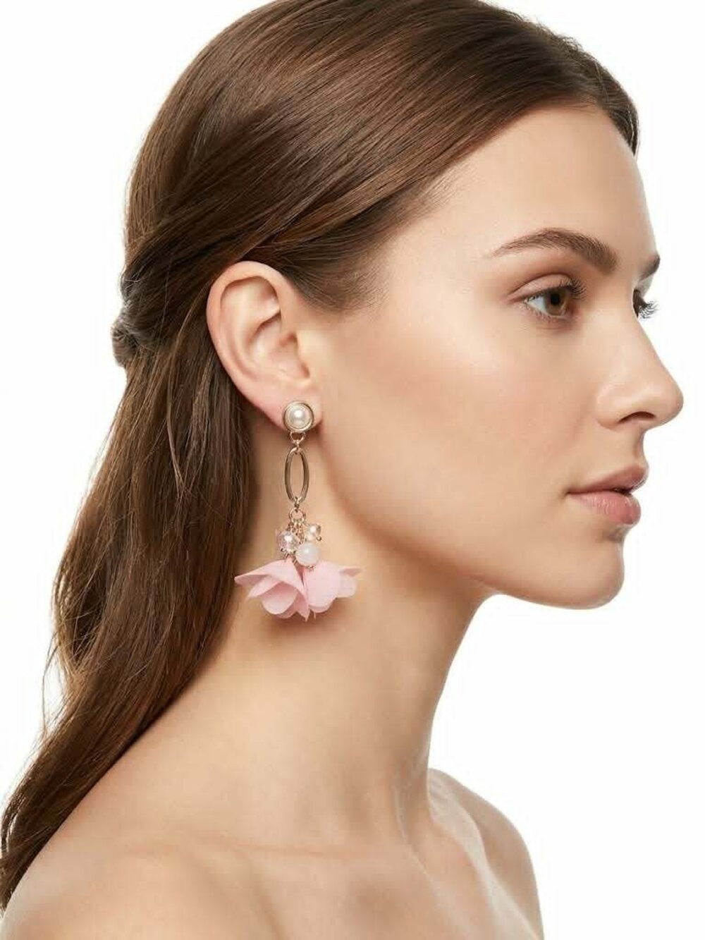 New York & Company Womens Women's Pink Floral Drop Earrings NWT